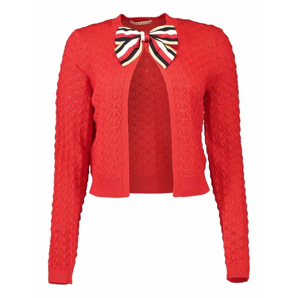アリス アンド オリビア レディース ジレー アウター Open-front bow-detailing cardigan Red