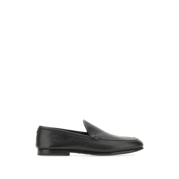 ファビ メンズ スリッポン・ローファー シューズ Leather flat loafers Black