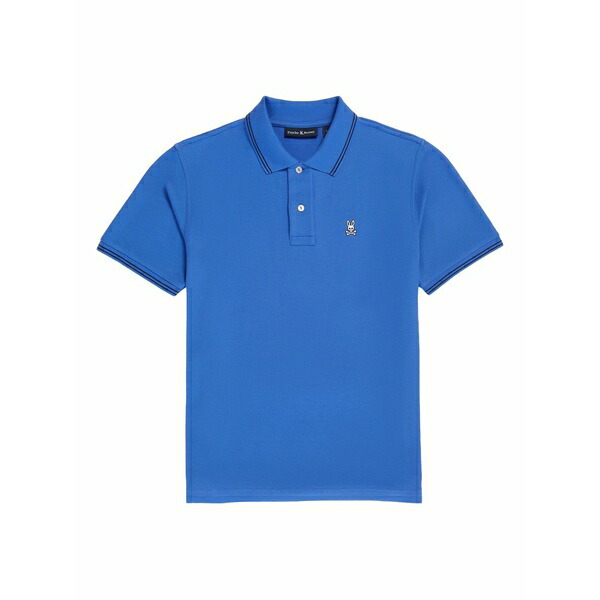 サイコバニー メンズ スポーツシャツ トップス Logan logo-embroidered tipped polo shirt Blue