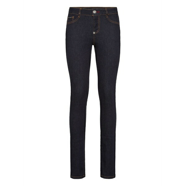 フィリッププレイン レディース レギンス ボトムス Logo-plaque jeans Blue|asty