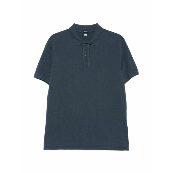 シーピーカンパニー メンズ スポーツシャツ トップス Short-sleeve buttoned t-shirt Blue