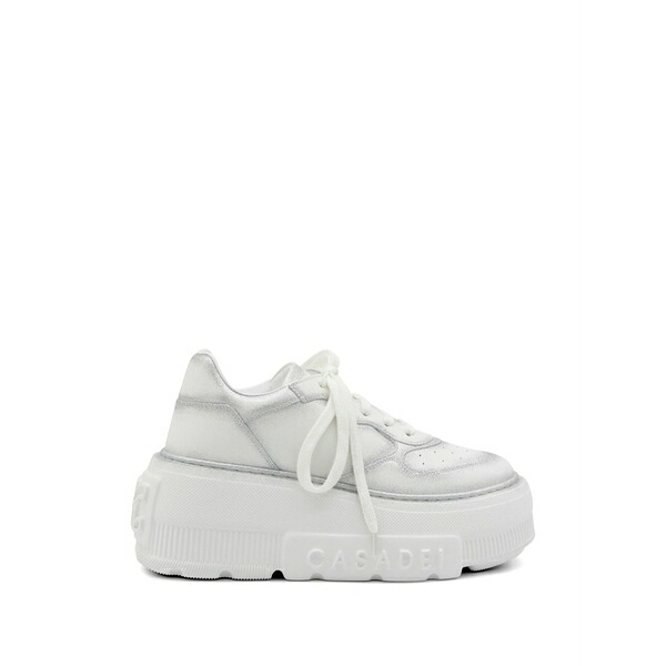 カサディ レディース スニーカー シューズ Glitter-effect leather sneakers White