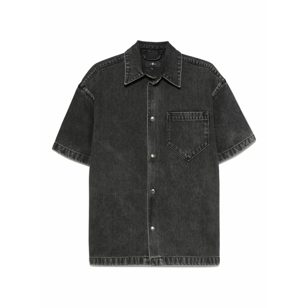 7フォーオールマンカインド メンズ シャツ トップス Short-sleeve denim shirt Black｜asty 28,656円