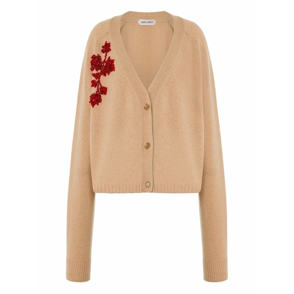 アルベルタ フェレッティ レディース ジレー アウター Bead-embellished cardigan Neutrals