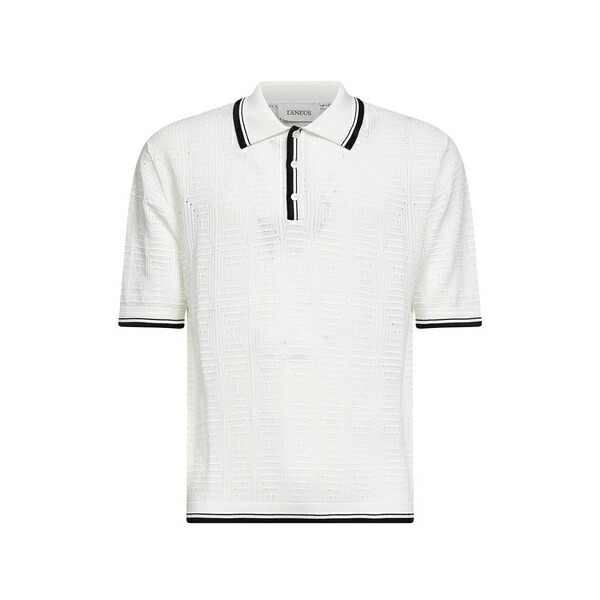 ラネウス メンズ スポーツシャツ トップス Trimmed polo shirt White