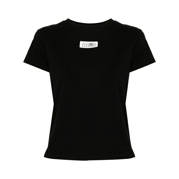 マルタンマルジェラ レディース プルオーバー トップス Numbers-patch cotton t-shirt Black