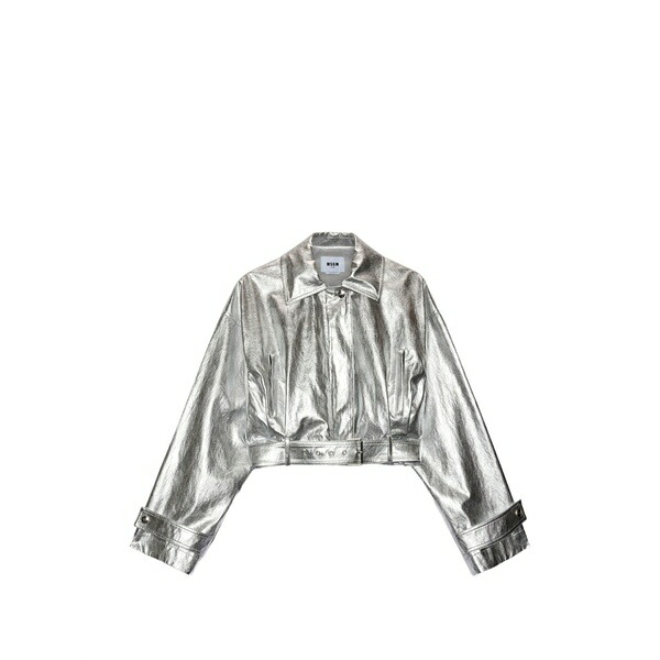 エムエスジイエム レディース 上衣＆上衣 アウター Belted jacket Silver