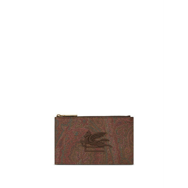 エトロ メンズ 銭入れ 添え物 Paisley-print cotton-blend wallet  Brown