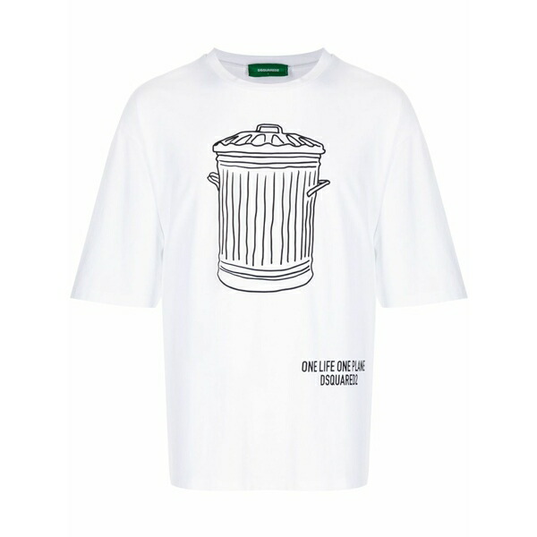ディースクエアード メンズ プルオーバー トップス Graphic-print organic cotton t-shirt  White