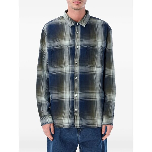 バンズ メンズ プルオーバー トップス Checked shirt Blue