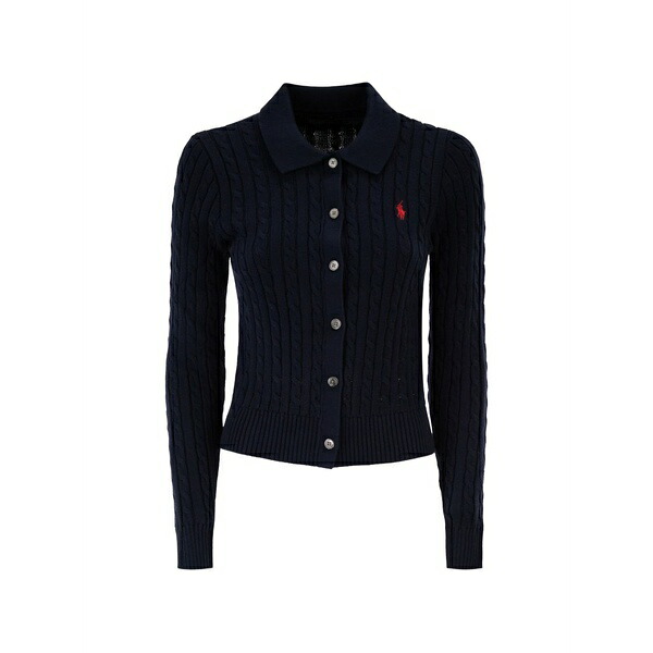 ラルフローレン レディース ジレー アウター Embroidered cotton cardigan Blue
