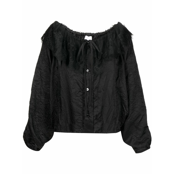 ジャンパトゥ レディース シャツ トップス Lace-collar long-sleeve blouse Black｜asty