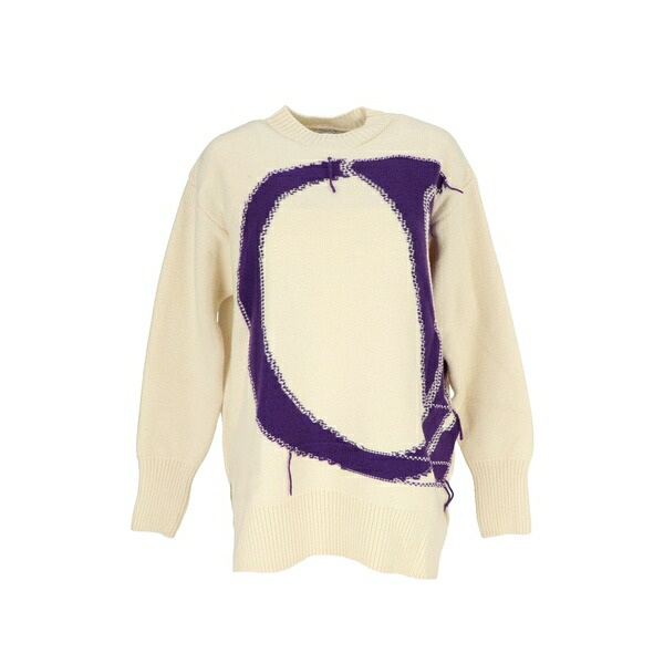象牙色 レディース 編み物\u0026スウェーター アウター Crewneck graphic top Neutrals