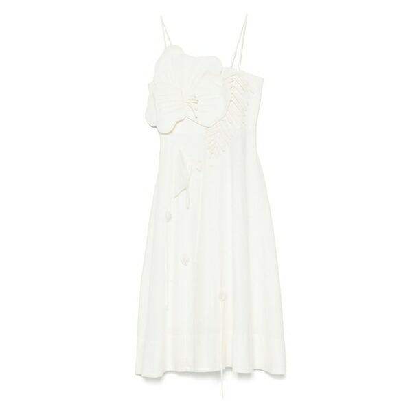 農園 リオ レディース 衣装 トップス Floral-appliqu?? MIDI dress White