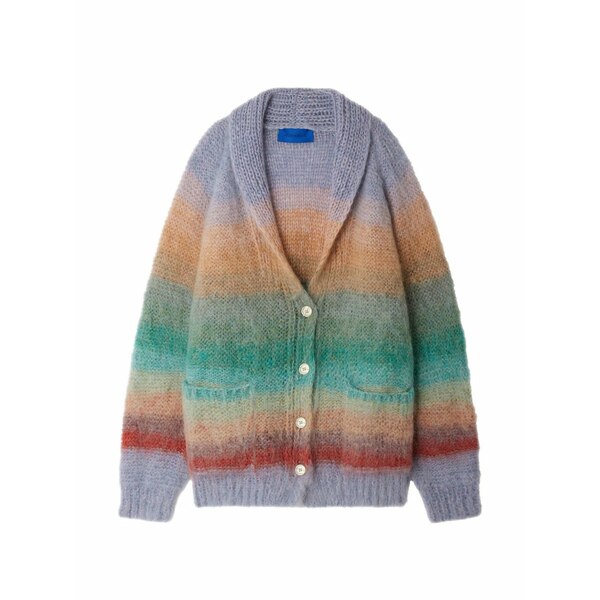 メドモワゼル レディース ジレー アウター Stone striped side-pocket cardigan Purple