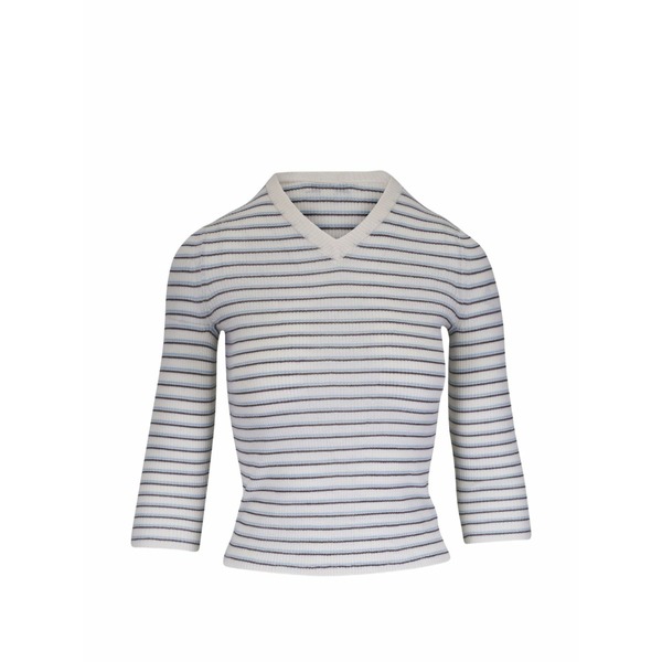 ヴィンス レディース ティーシャツ トップス Striped v-neck t-shirt Neutrals
