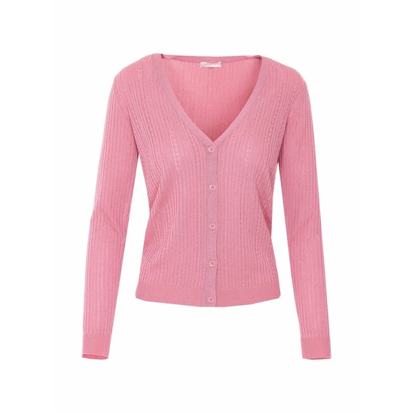 リュージョー レディース ジレー アウター Button v-neck cardigan Pink