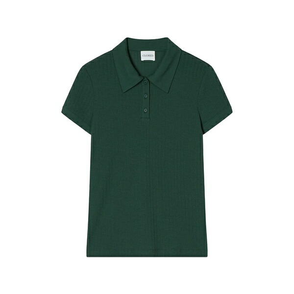 クローズド レディース スポーツシャツ トップス Ribbed polo shortsleeve Green