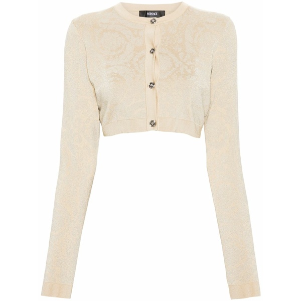 ヴェルサーチ レディース ジレー アウター Barocco lurex cropped cardigan Neutrals