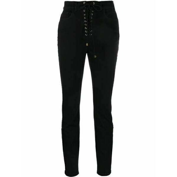 エリザベスフランキ レディース デニムパンツ ボトムス Eyelet-detailing skinny jeans Black