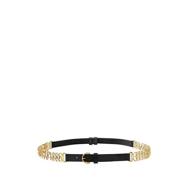 ピンコ レディース 三尺帯 添え物 Chain leather belt Black