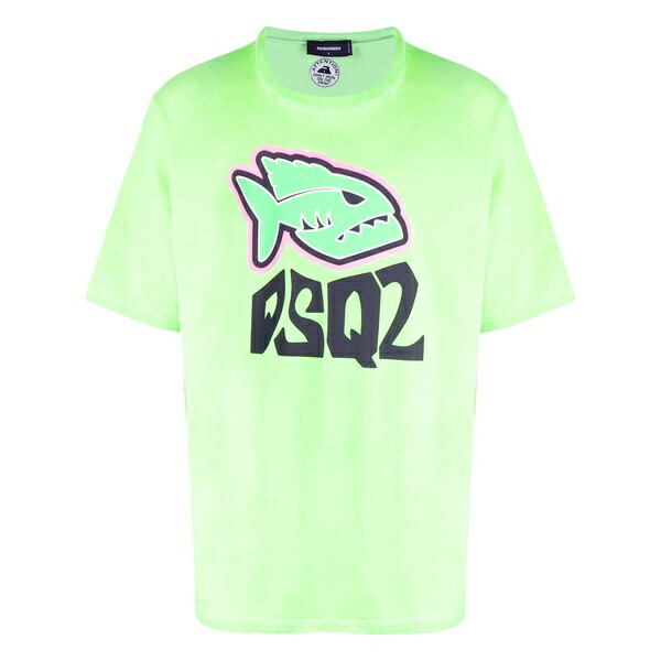 ディースクエアード メンズ プルオーバー トップス Logo-print cotton t-shirt Green