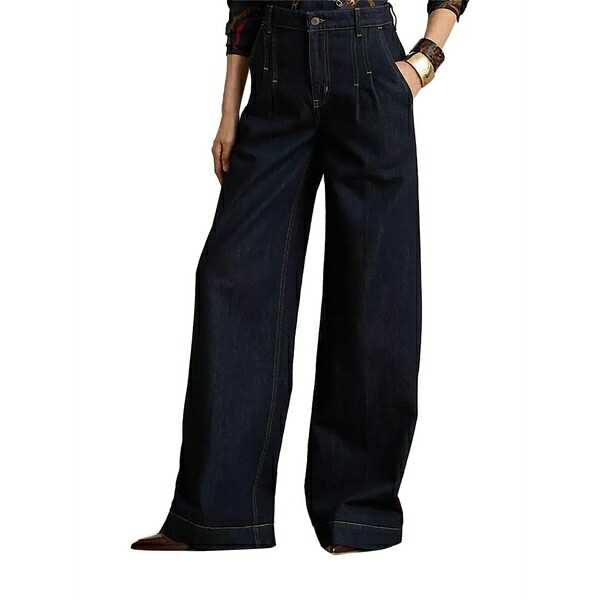 ラルフローレン レディース デニムパンツ ボトムス Pleated jeans Blue｜asty