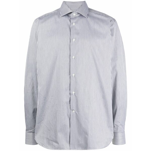 コルネリアーニ メンズ プルオーバー トップス Striped cotton shirt Grey
