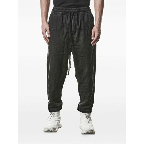 トム・Cr メンズ 心地好いズボン下 ボトムス Drawstring straight-leg trousers Black