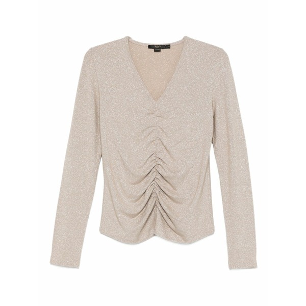 セブンティ レディース プルオーバー トップス V-neck gathered top Gold