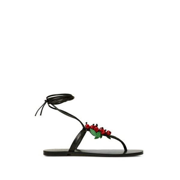 ツイン仕掛ける レディース サンダル シューズ Cherries-detail lace-up sandals Black