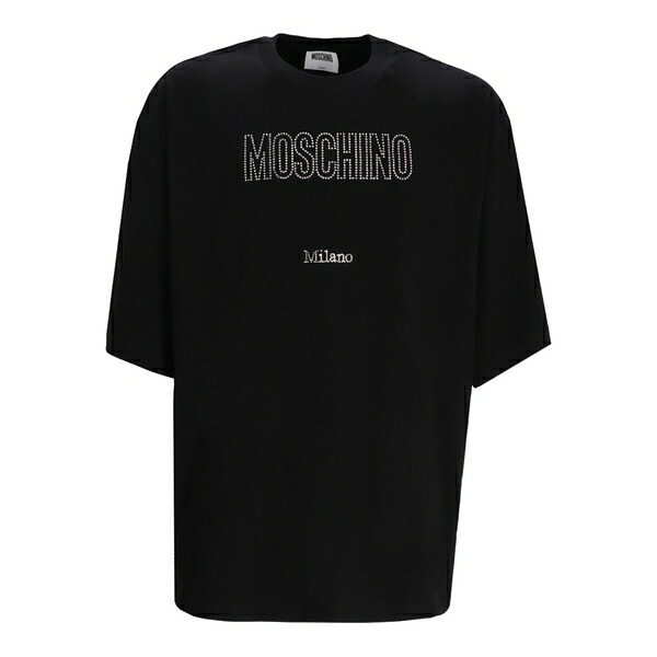 モスキーノ メンズ プルオーバー トップス Crystal-embellished cotton t-shirt Black