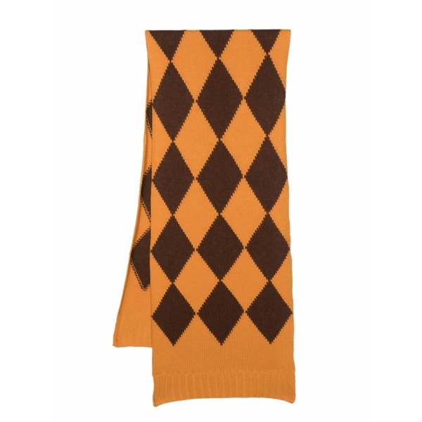 ラ・ダブル・ジェイ レディース えり巻き・袈裟・えり巻き 付属物 Argyle-pattern knitted scarf Yellow