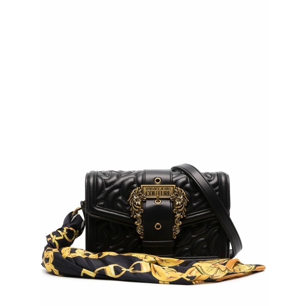 呼びりん探し回る レディース ショルダーバッグ 御徒面子 Scarf-detailing logo-buckle shoulder bag Black