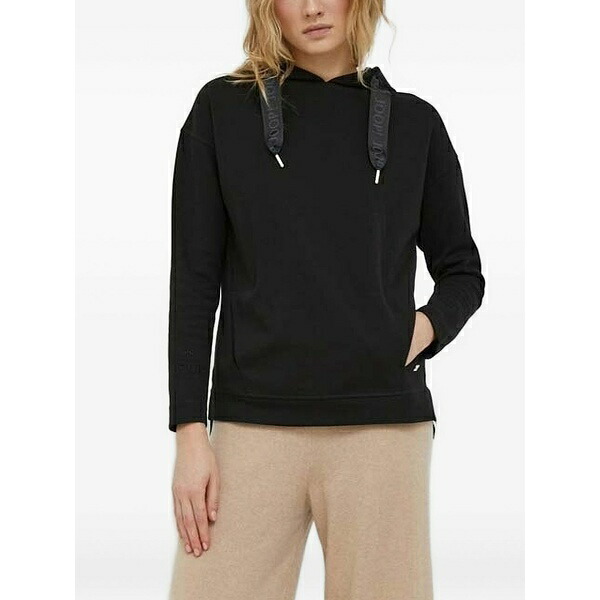 ジョープ レディース パーカー・スウェットシャツ アウター Side-split hooded top Black