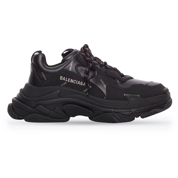 Balenciaga バレンシアガ メンズ スニーカー 【Balenciaga Triple S AllOver Logo Black Grey Leather Free】 サイズ US_11(29.0cm) Black/Grey｜asty