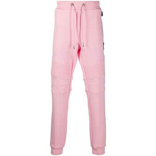 フィリッププレイン メンズ カジュアルパンツ ボトムス Track pants with quilted detailing Pink|asty
