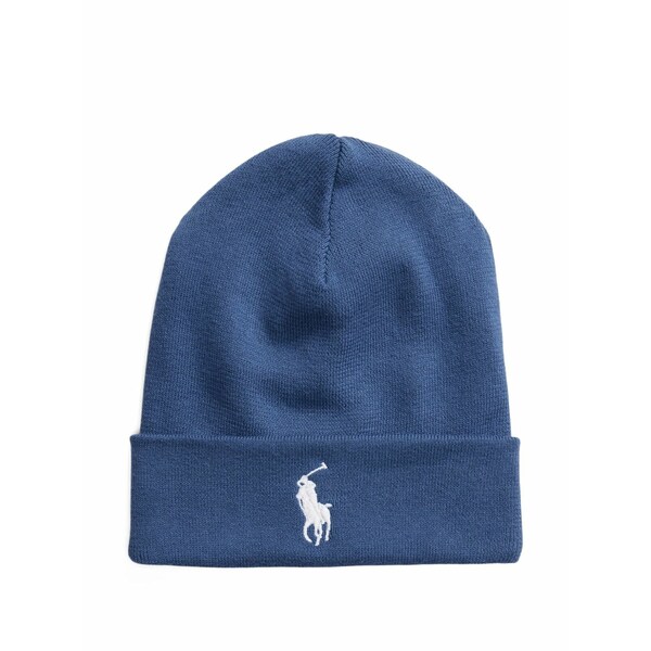 ラルフローレン メンズ 帽子 アクセサリー Logo-detail beanie hat Blue|asty