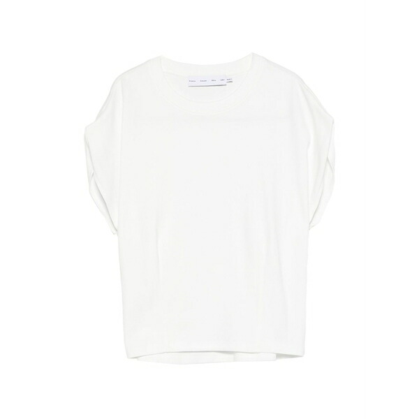 プロエンザ スクーラー 白いこと 付け札 レディース プルオーバー トップス Cuffed-sleeve t-shirt White