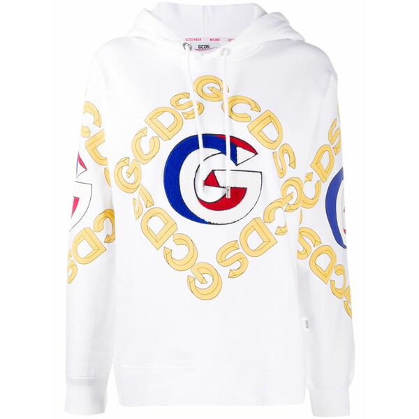 ジーシーディーエス レディース パーカー・スウェットシャツ アウター College logo print hoodie White