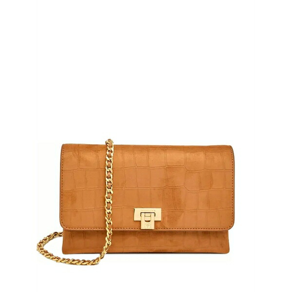 エリザベスフランキ レディース クラッチバッグ バッグ Crocodile-effect chain clutch bag Brown|asty