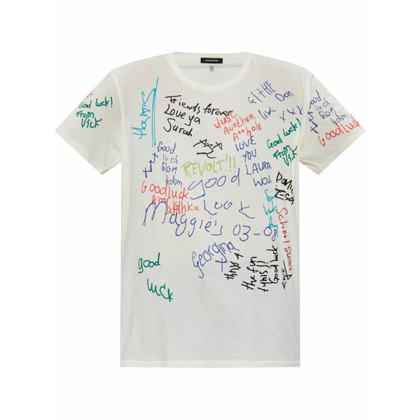 アールサーティーン レディース ティーシャツ トップス Text-print t-shirt White Tシャツ・カットソー-レディースファッション-トップス