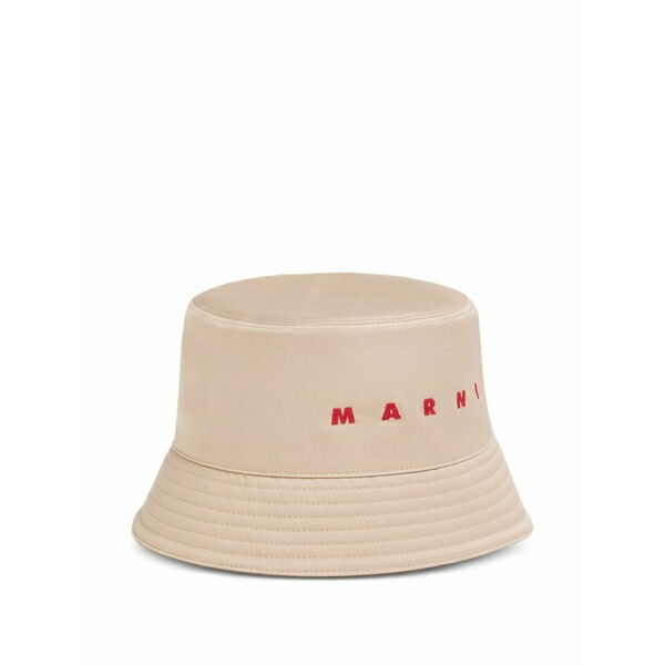 マルニ メンズ 鳥打ち帽 付属物 Embroidered-logo bucket hat Neutrals