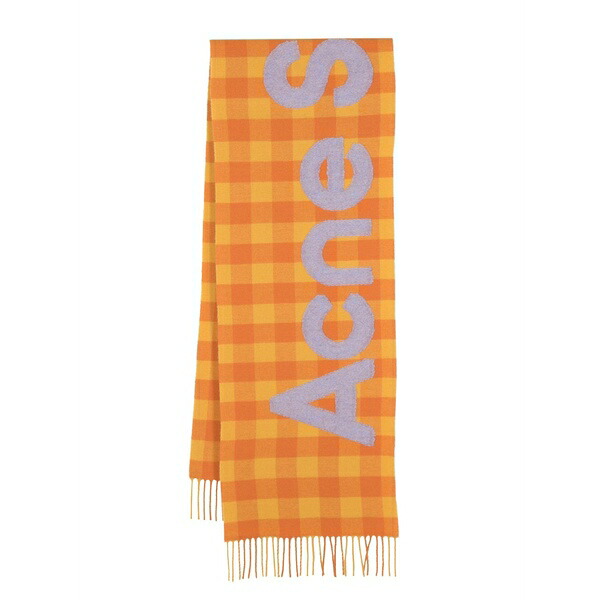 アクネ ストゥディオズ メンズ えり巻き・袈裟・えり巻き 付属物 Check-pattern wool scarf Orange
