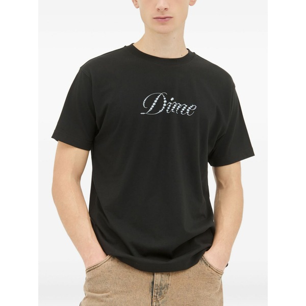 ダイム メンズ Tシャツ トップス Embellished crew-neck t-shirt Black｜asty