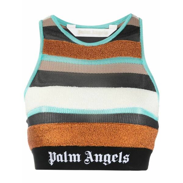 パーム・エンジェルス レディース 編み物\u0026スウェーター アウター Logo-waistband striped knitted tank top Brown
