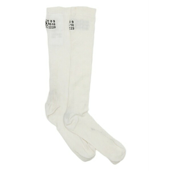 マルタンマルジェラ メンズ ソックス アンダー御召しもの Numeric logo ribbed socks White