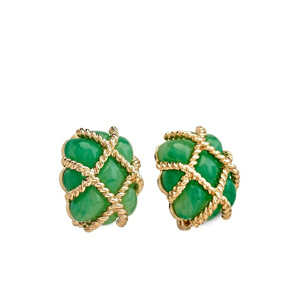 ケネスジェイレーン レディース ピアス&イヤリング アクセサリー Quilted jade clip-on earrings Green|asty