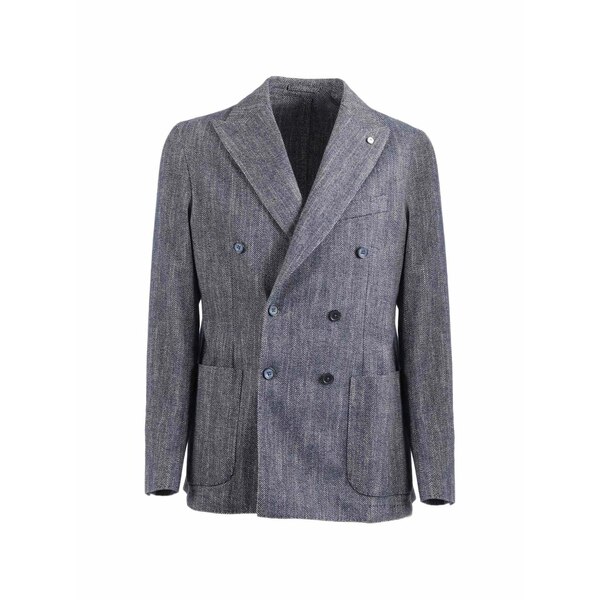 エルビーエム1911 メンズ 上衣＆上衣 アウター Herringbone double-breasted blazer Blue