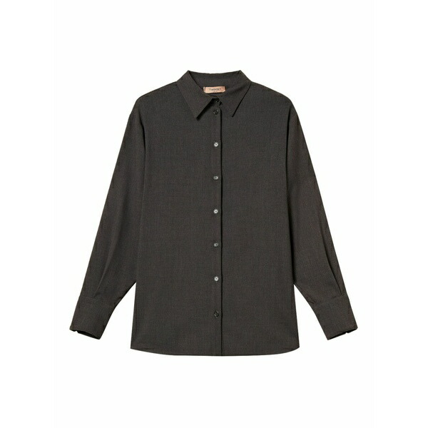 ツインセット レディース シャツ トップス Button-down shirt Grey|asty